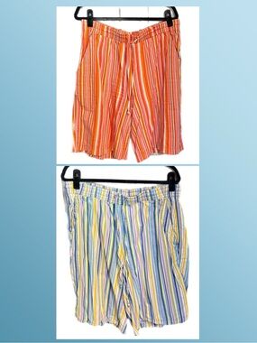 Free People Saylor Poplin Striped Shorts Lot of 2 Size Large